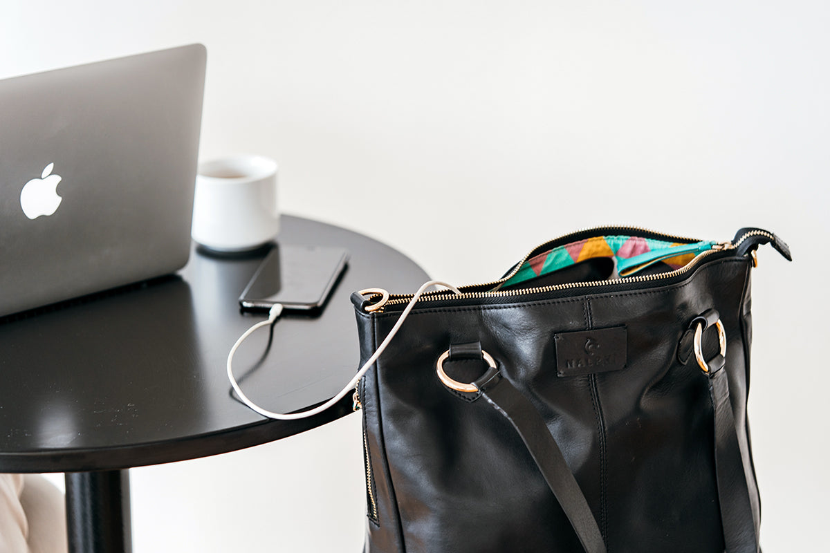 NALPHI Luxury Leather Tote & Laptop Bag With Automatic Lights